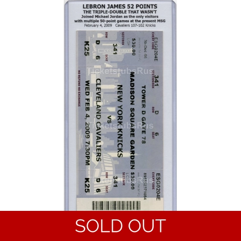 LeBron James 52 Pts JOINS Michael Jordan 2009 Knicks Cavaliers 2/4 Full Ticket